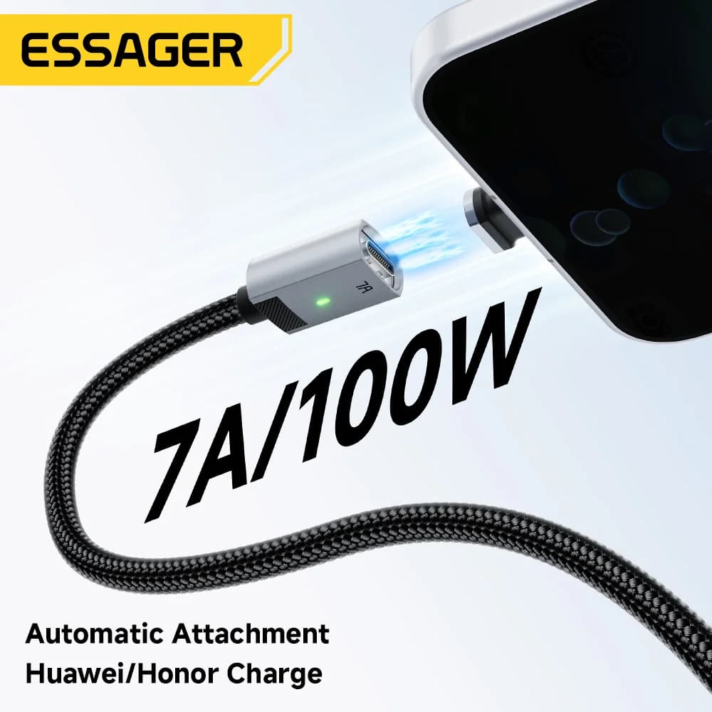 100W 7A 자석형 USB-C 고속 충전 케이블