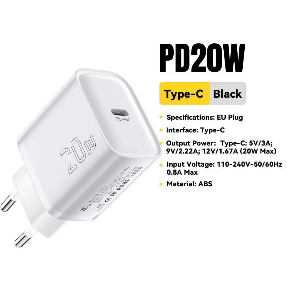 미니 20W USB-C PD 고속 벽면 충전기