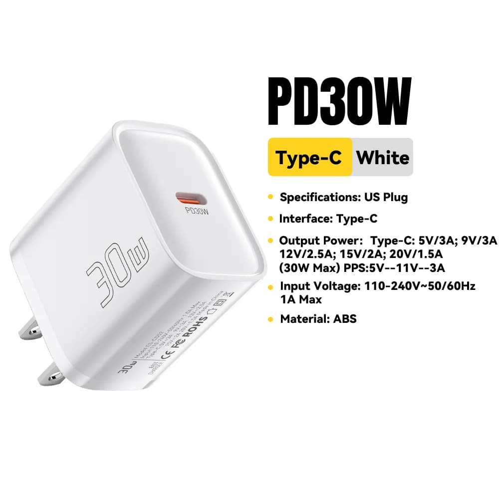 30W 미니 USB-C PD 고속 충전기