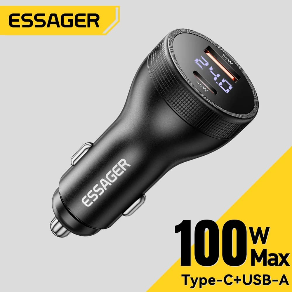 디지털 디스플레이 탑재 100W USB-C 차량용 충전기