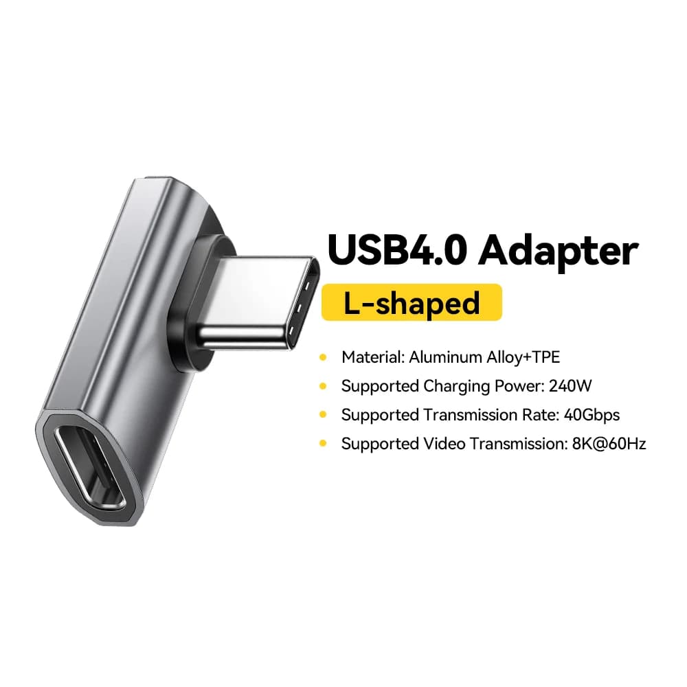 USB4.0 240W 90도 OTG 데이터 어댑터 8K