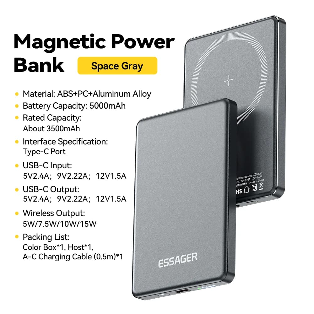 5000mAh 자석형 무선 보조배터리 20W