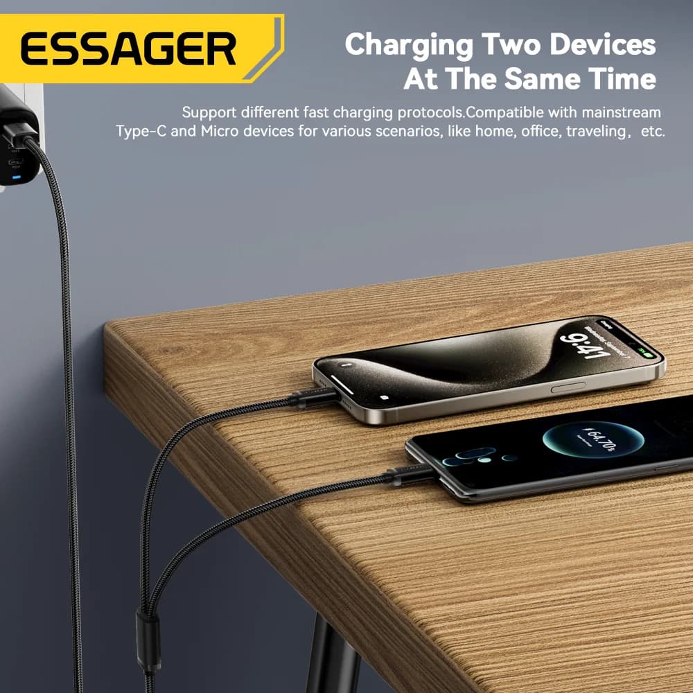 2-in-1 USB Type-C 및 Micro USB 고속 충전 케이블