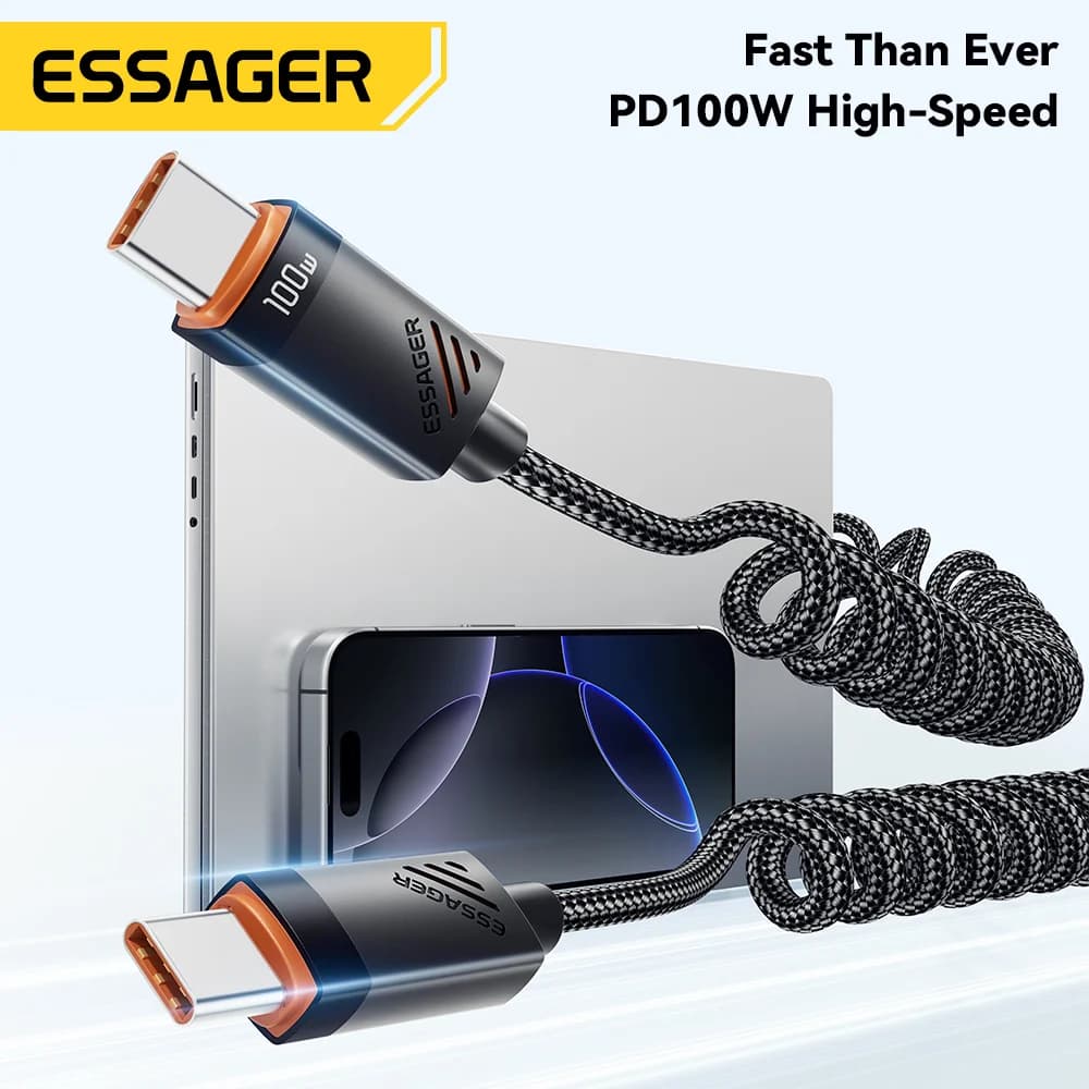 100W 코일형 USB-C to USB-C 고속 충전 케이블