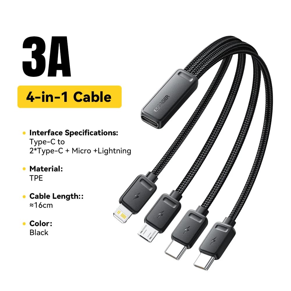 휴대용 4-in-1 멀티 USB 충전 케이블