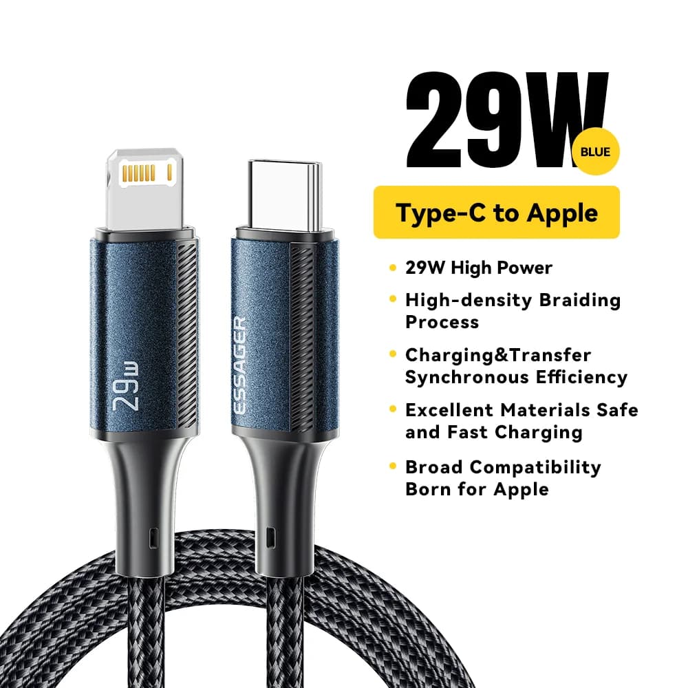 29W USB-C to Lightning 고속 충전 데이터 케이블