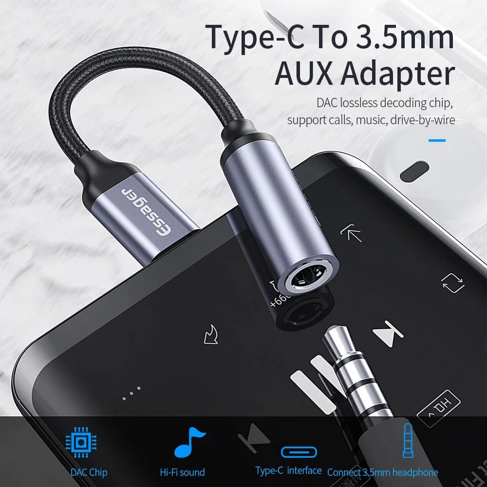USB-C to 3.5mm 헤드폰 오디오 어댑터