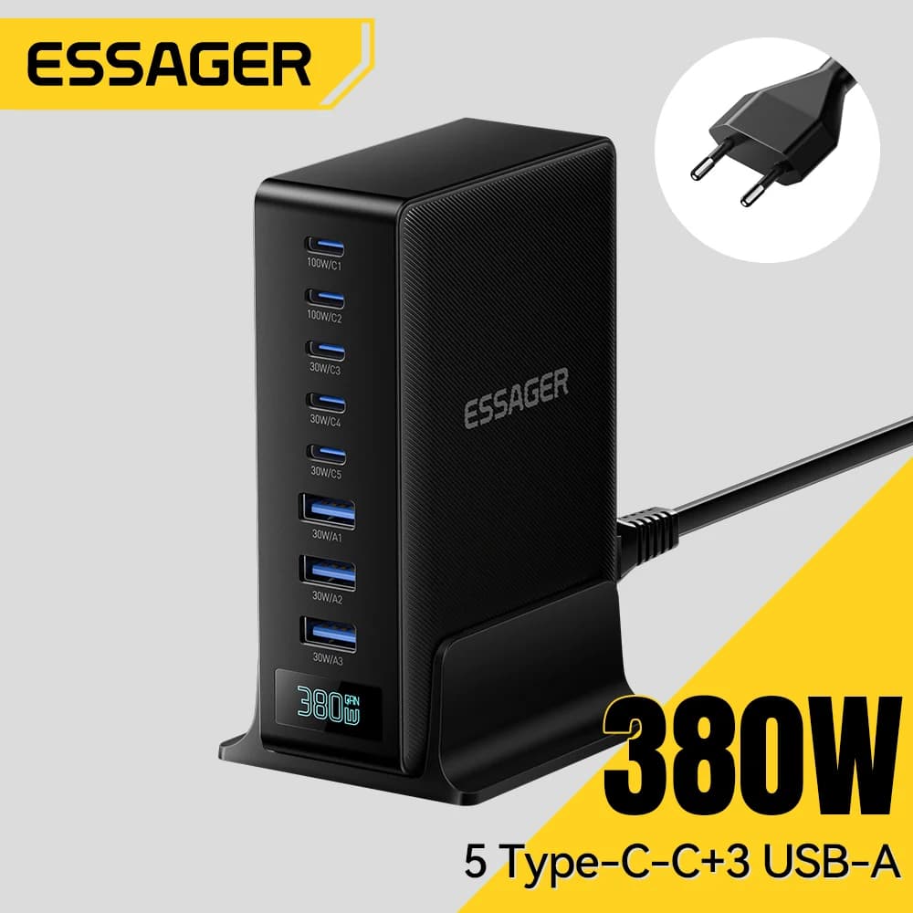 380W 8-in-1 GaN 데스크톱 충전기 스탠드