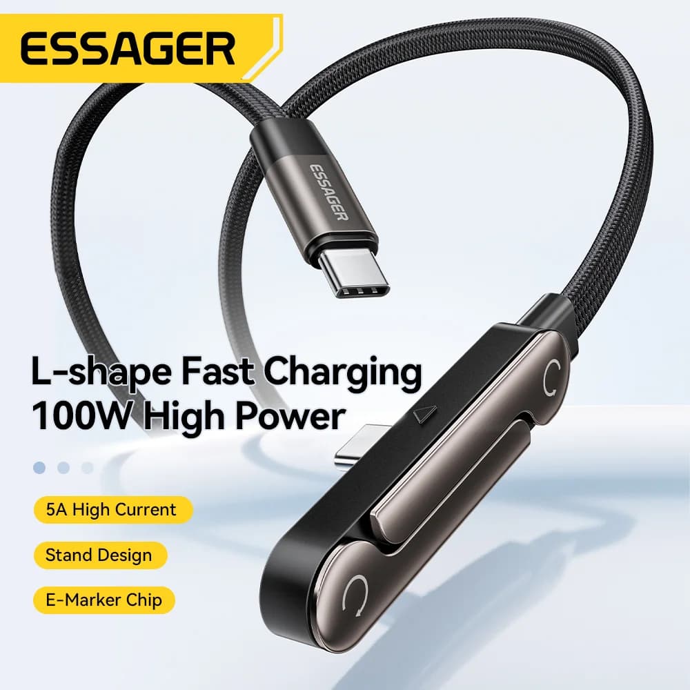 100W 접이식 USB Type-C 케이블 (폰 거치대 포함)