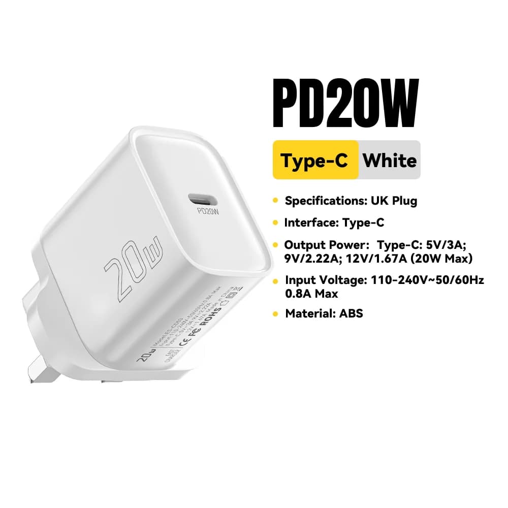 미니 20W USB-C PD 고속 벽면 충전기