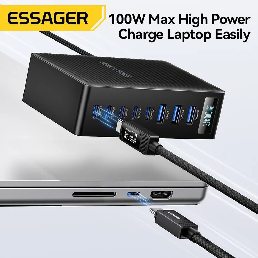 380W 8-in-1 GaN 데스크톱 충전기 스탠드