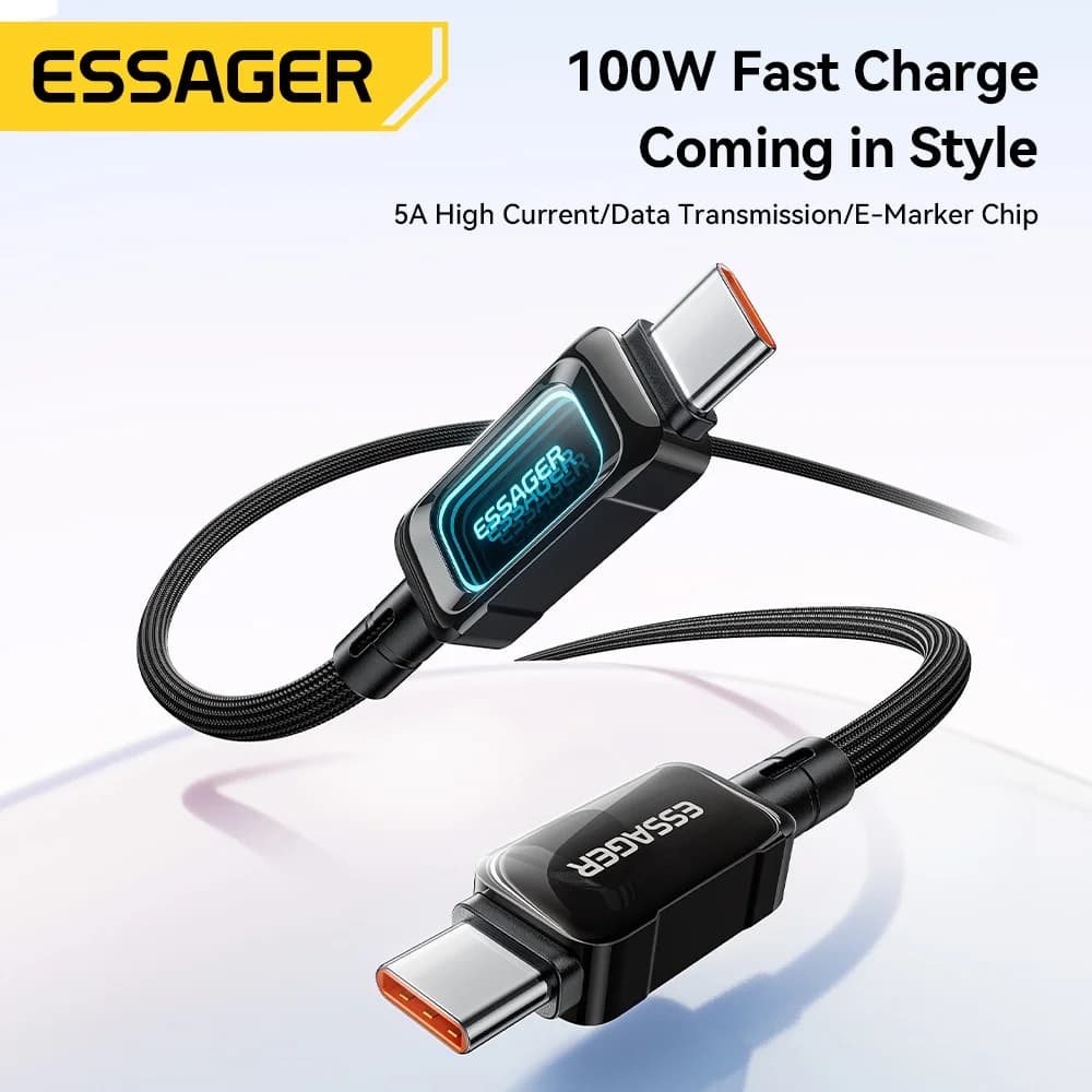 100W LED 표시등 USB-C to USB-C 고속 충전 케이블