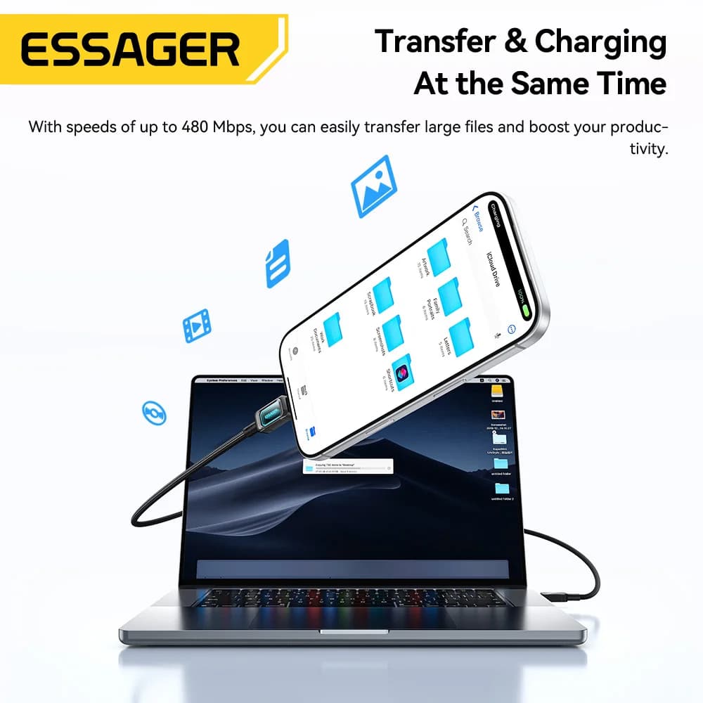 100W LED 표시등 USB-C to USB-C 고속 충전 케이블