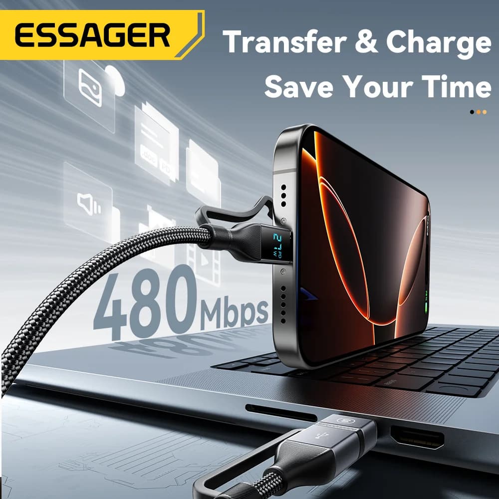 4-in-1 디지털 디스플레이 USB-C 케이블, 100W PD