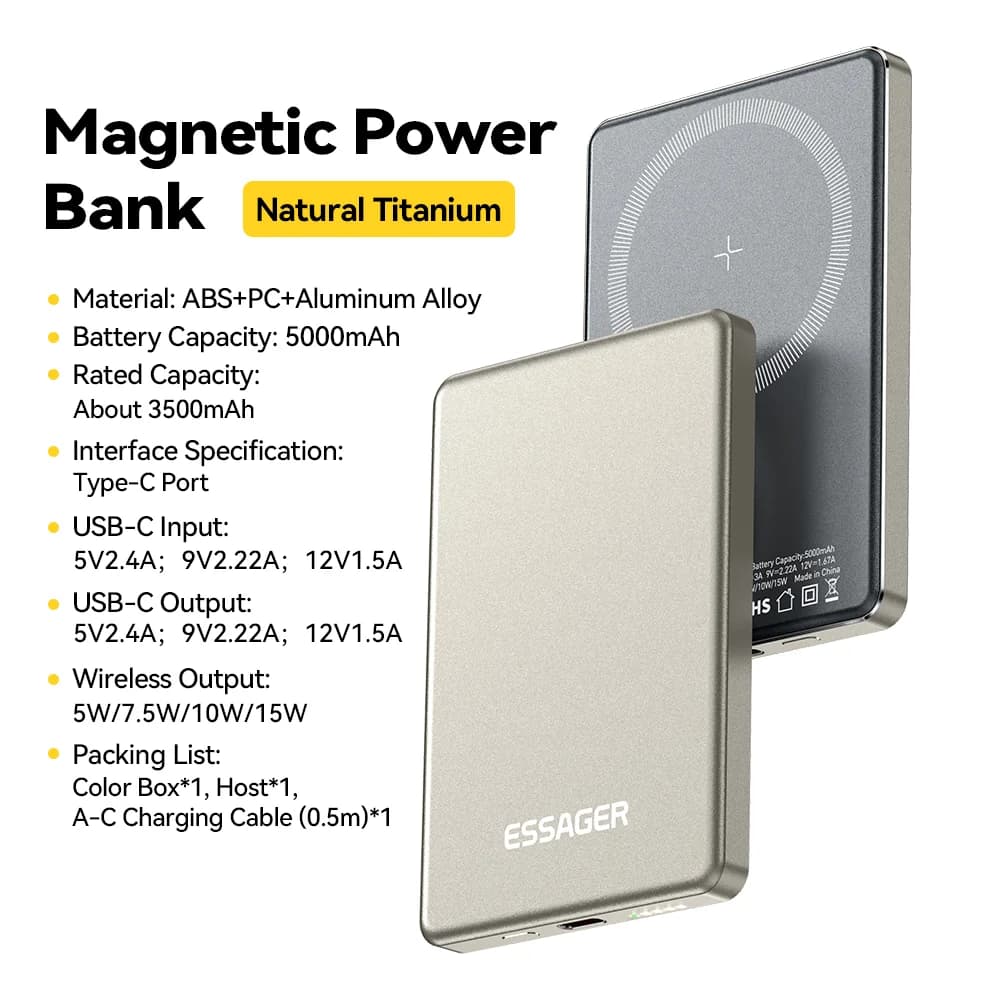 5000mAh 자석형 무선 보조배터리 20W