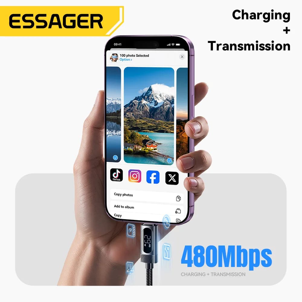 디지털 디스플레이 USB-C to Lightning 케이블, 29W PD