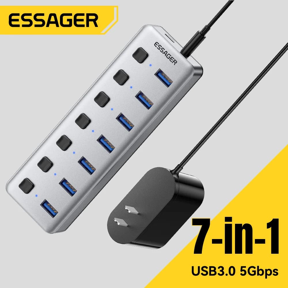 7포트 USB 3.0 허브 (24W 전원 어댑터 포함)