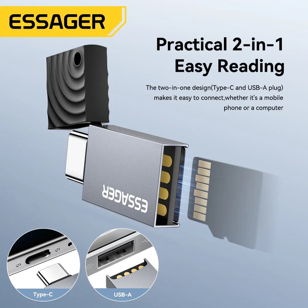 2-in-1 USB-C 및 USB 2.0 카드 리더기