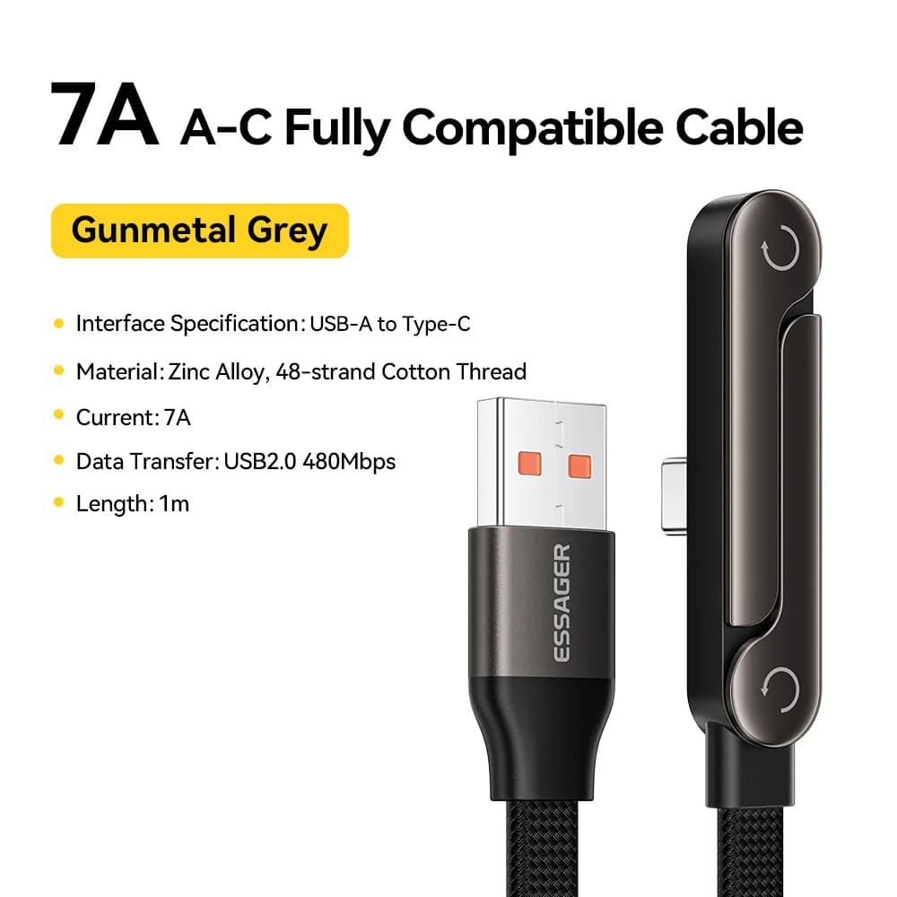 100W 접이식 USB Type-C 케이블 (폰 거치대 포함)