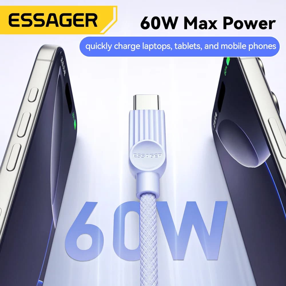 60W 컬러 USB-C to USB-C 고속 충전 케이블