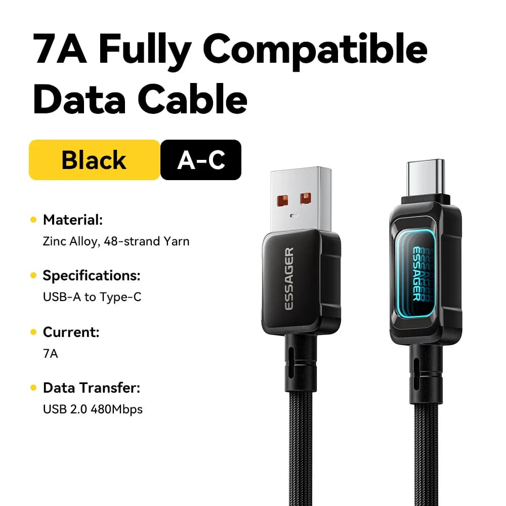 100W LED 표시등 USB-C to USB-C 고속 충전 케이블