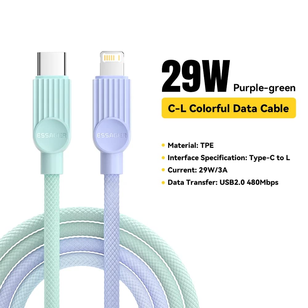 컬러 USB-C to Lightning 케이블, 29W PD