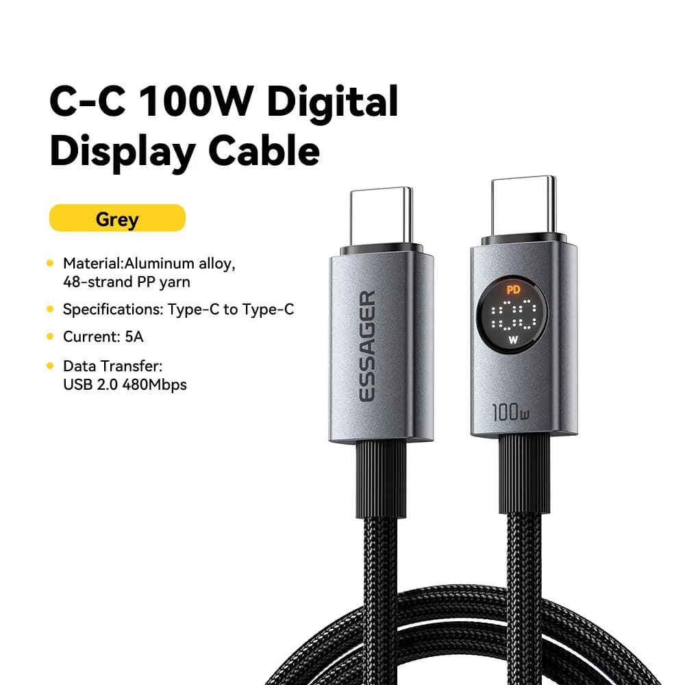 디스플레이가 있는 100W USB-C to USB-C 케이블