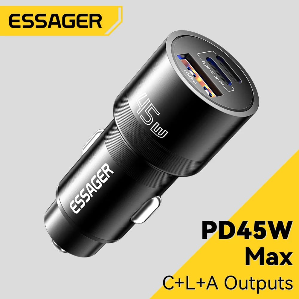 PD 및 QC 3.0 지원 45W USB-C 차량용 충전기