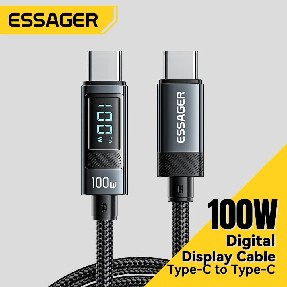 90° 각도 LED 디스플레이 100W USB Type-C 케이블