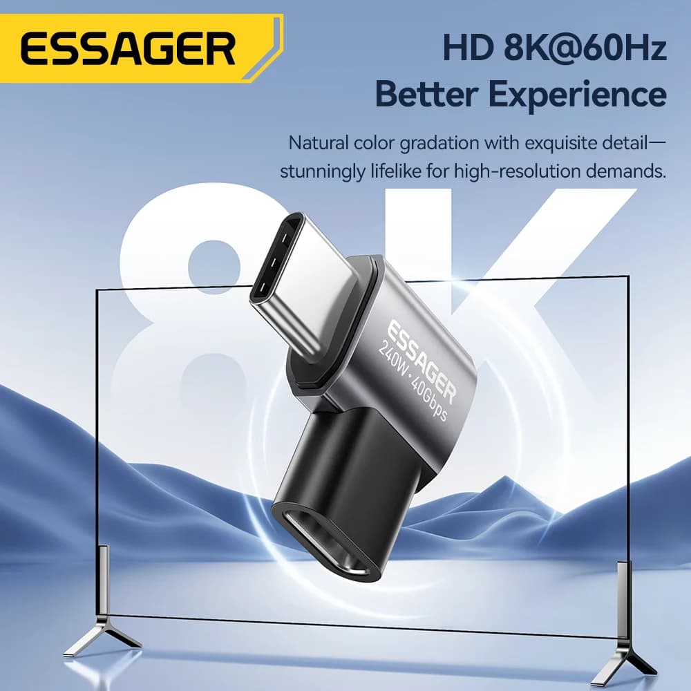 USB4.0 240W 90도 OTG 데이터 어댑터 8K