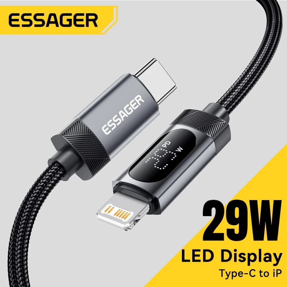디지털 디스플레이 USB-C to Lightning 케이블, 29W PD
