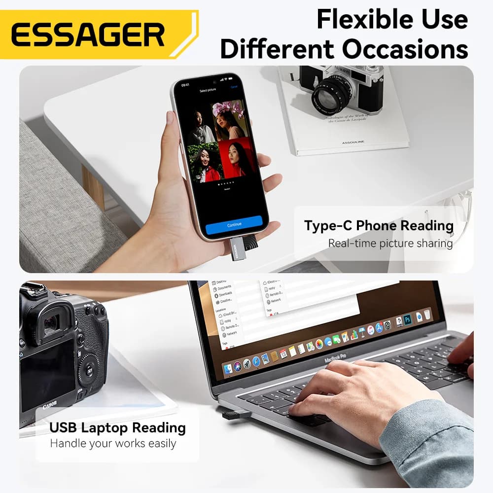 2-in-1 USB-C 및 USB 2.0 카드 리더기