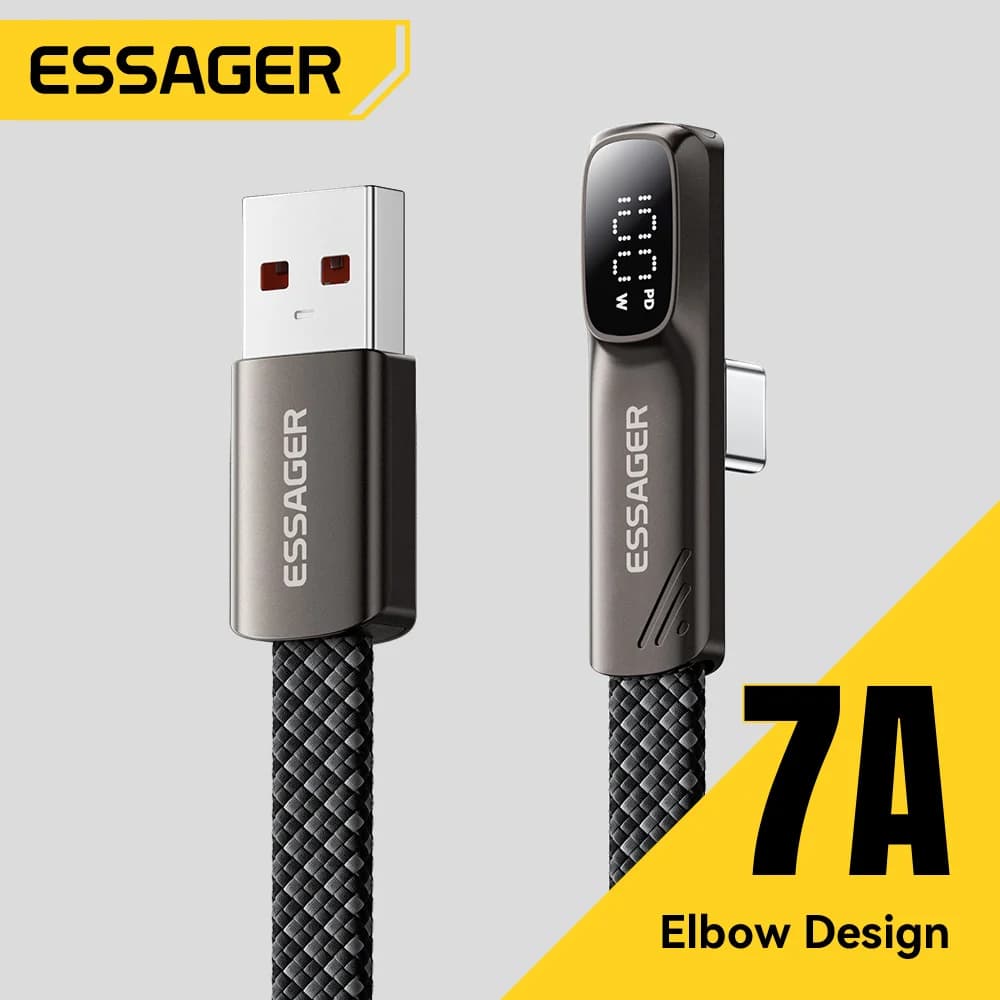 디스플레이 탑재 7A 100W 엘보형 USB-C 케이블