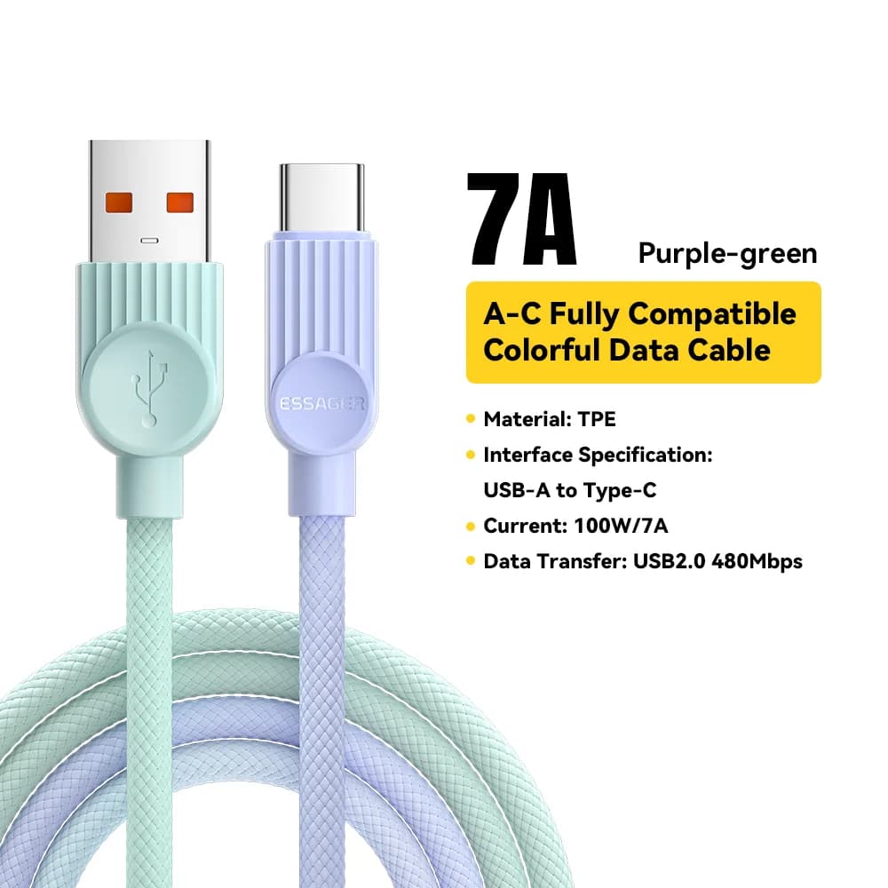 60W 컬러 USB-C to USB-C 고속 충전 케이블