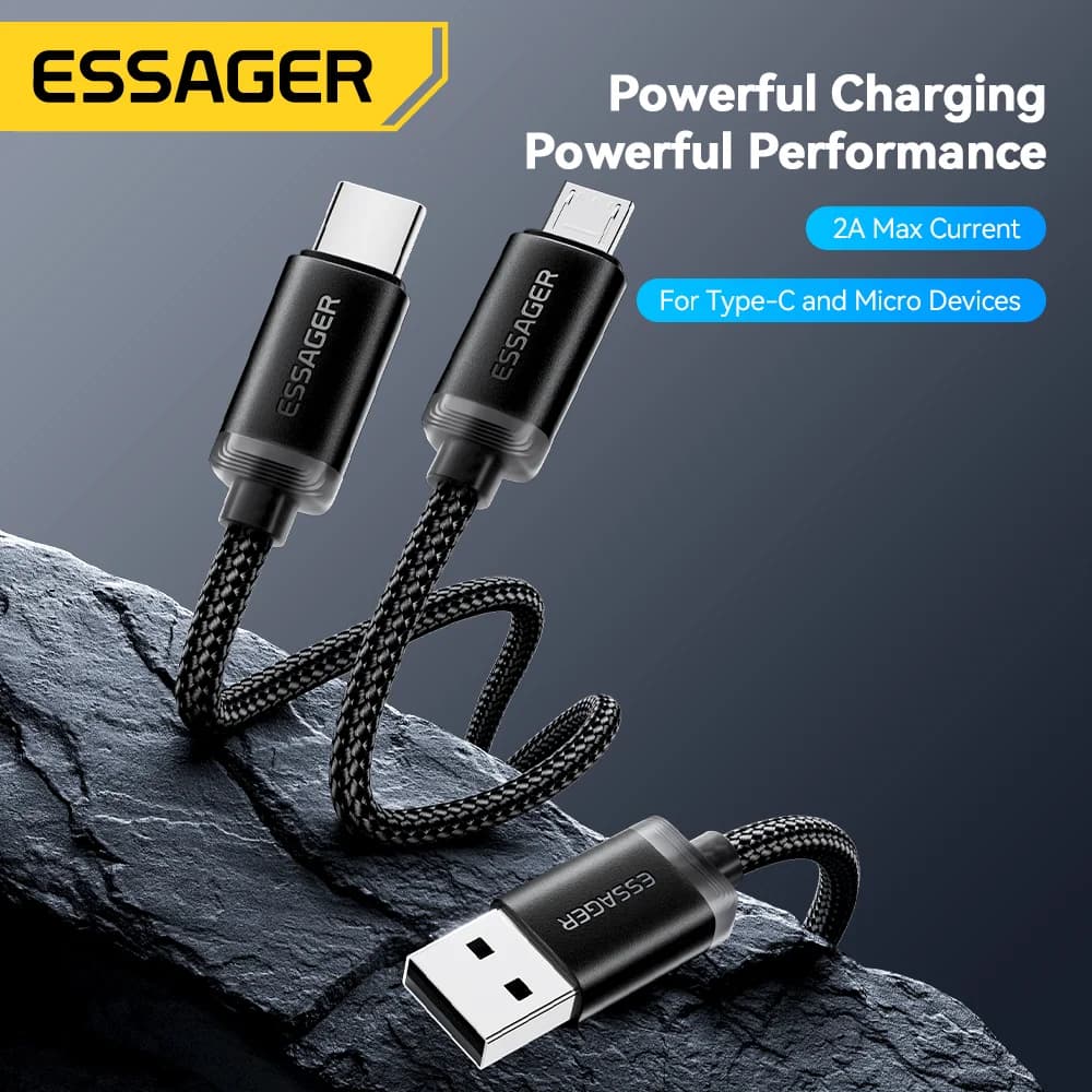 2-in-1 USB Type-C 및 Micro USB 고속 충전 케이블