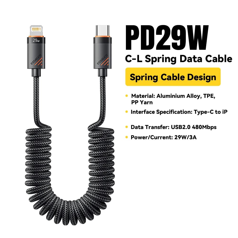 스프링식 USB-C to Lightning 고속 충전 케이블