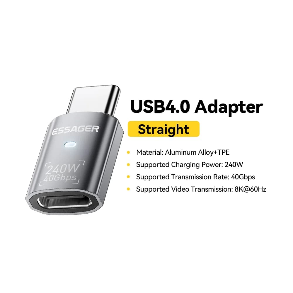 USB4.0 240W 90도 OTG 데이터 어댑터 8K