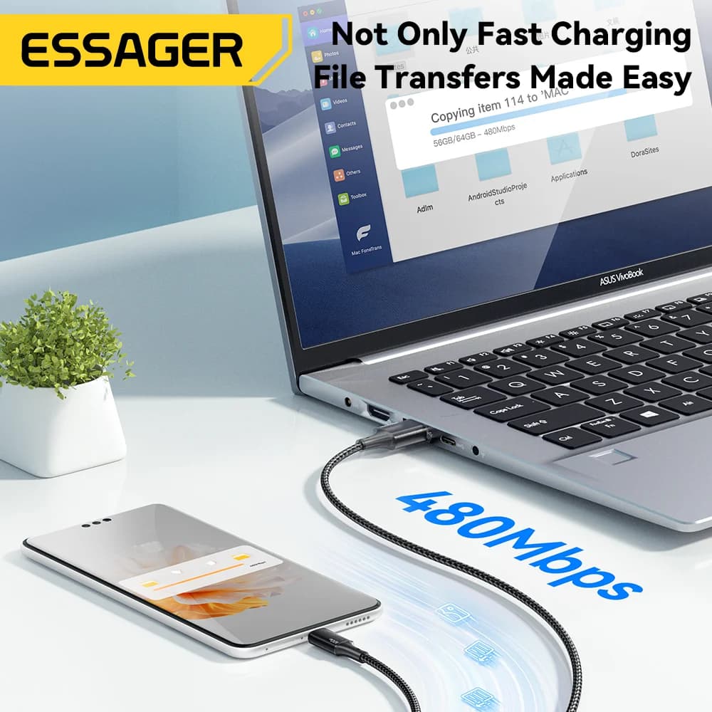 100W 3-in-1 USB-C to Lightning 충전 케이블