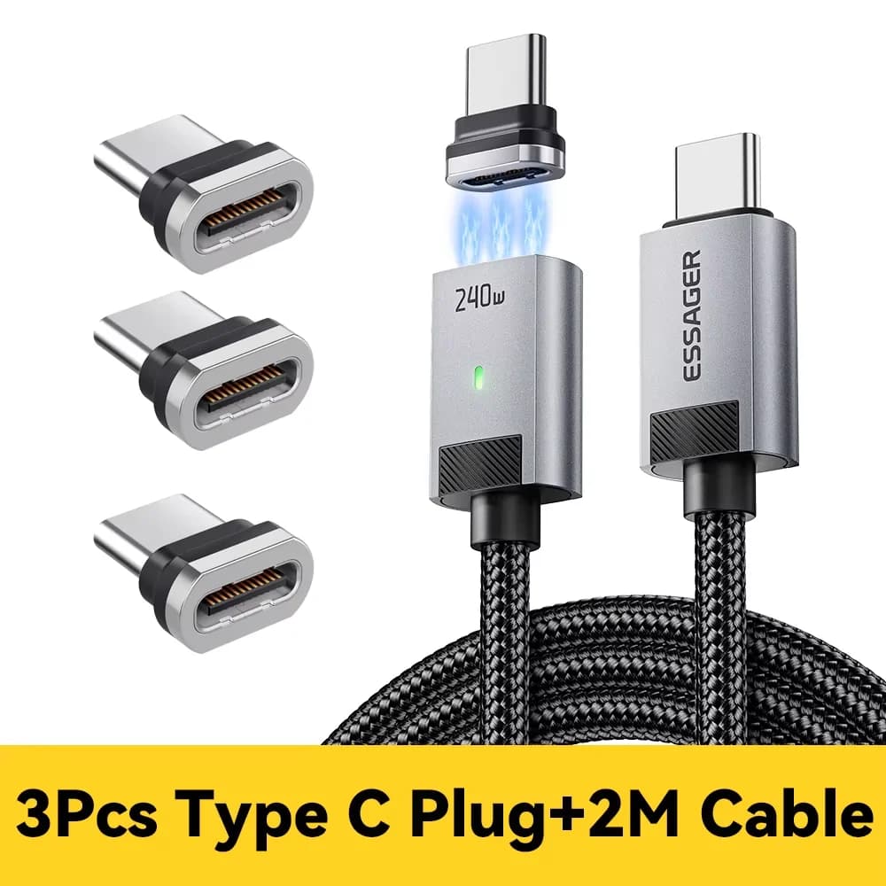 240W 자석식 USB-C to USB-C 충전 케이블