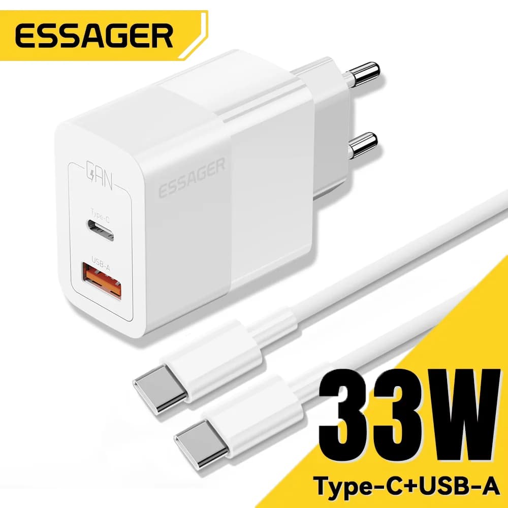 33W 듀얼 포트 미니 USB-C 고속 벽면 충전기