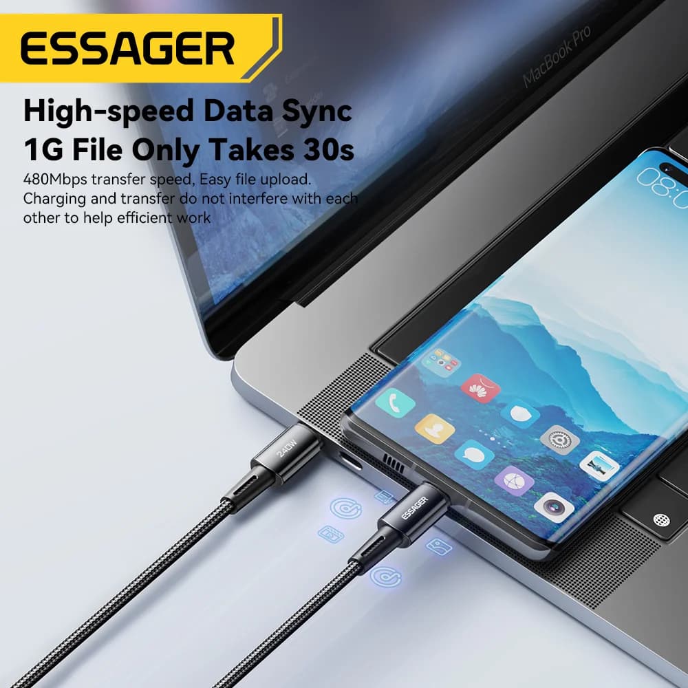 240W 초고속 충전 USB-C 데이터 케이블 6A