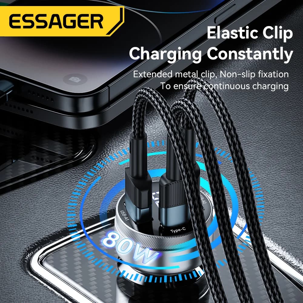80W 듀얼 USB-C PD 차량용 충전기