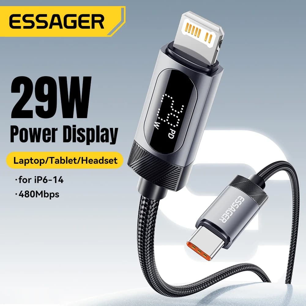 디지털 디스플레이 USB-C to Lightning 케이블, 29W PD