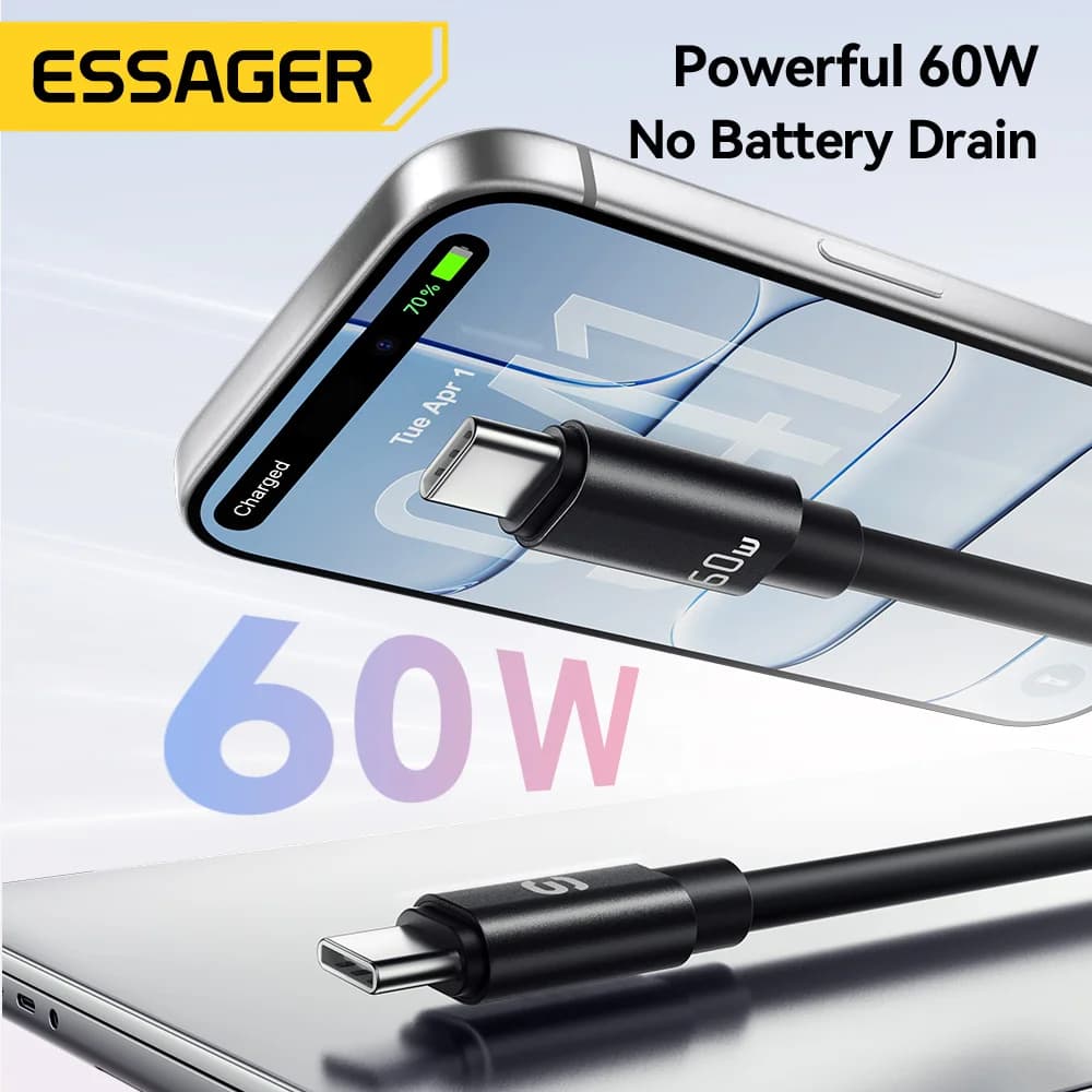 60W 짧은 USB-C to USB-C 스트랩 케이블