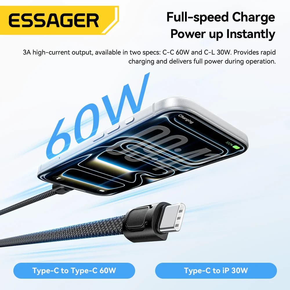 60W USB-C to Lightning 고속 충전 란야드 케이블