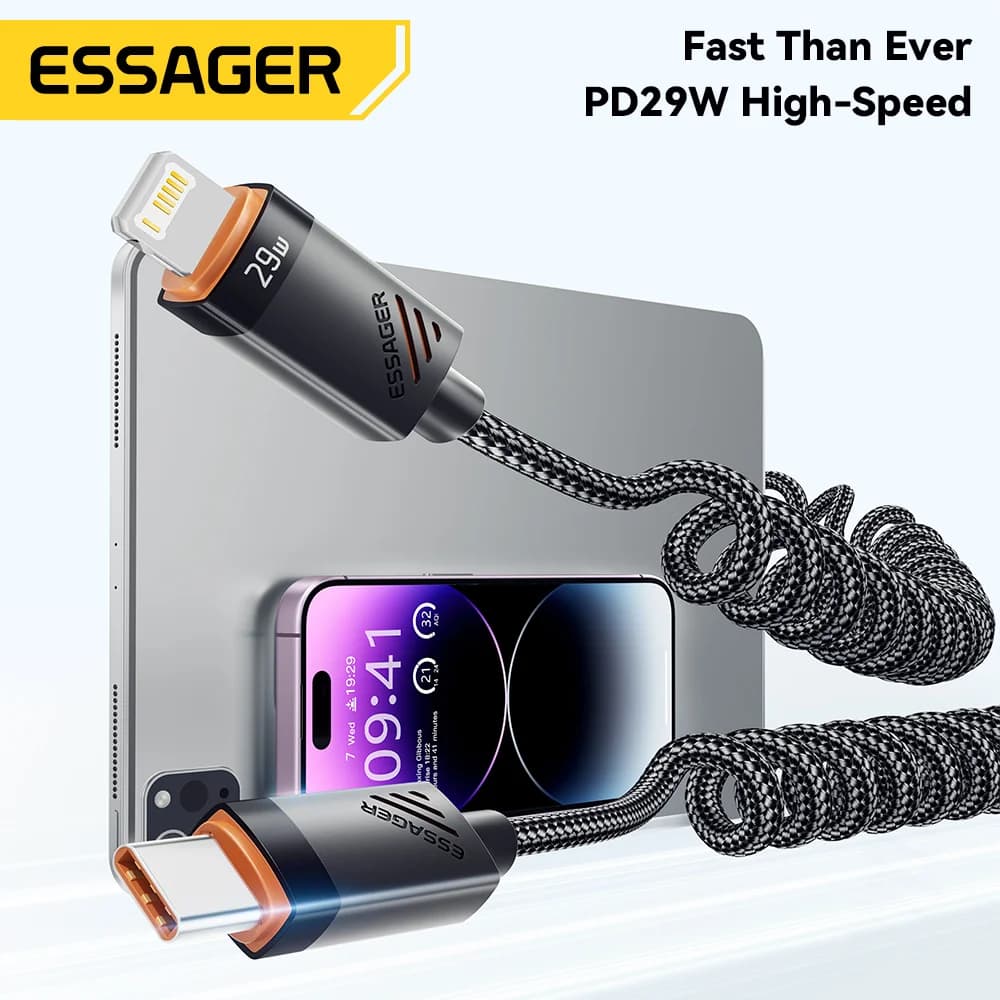 스프링식 USB-C to Lightning 고속 충전 케이블
