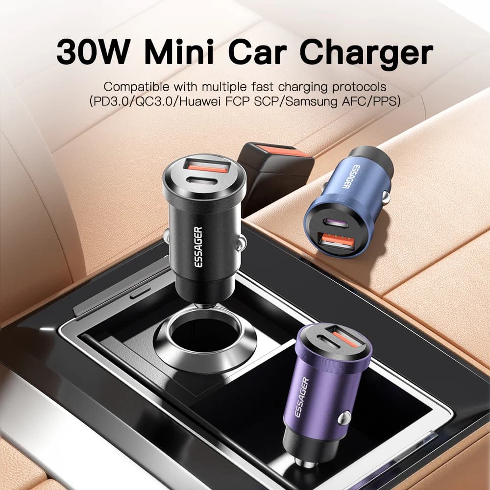 30W USB-C 차량용 충전기, Quick Charge 4.0