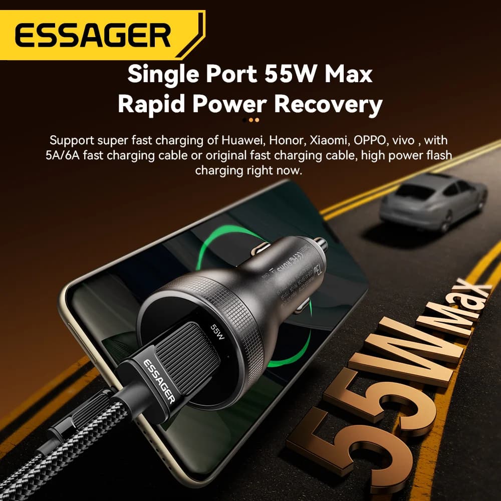 디지털 디스플레이 73W USB-C 차량용 충전기