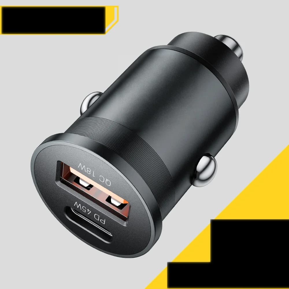 45W 미니 USB-C 차량용 충전기, QC 3.0
