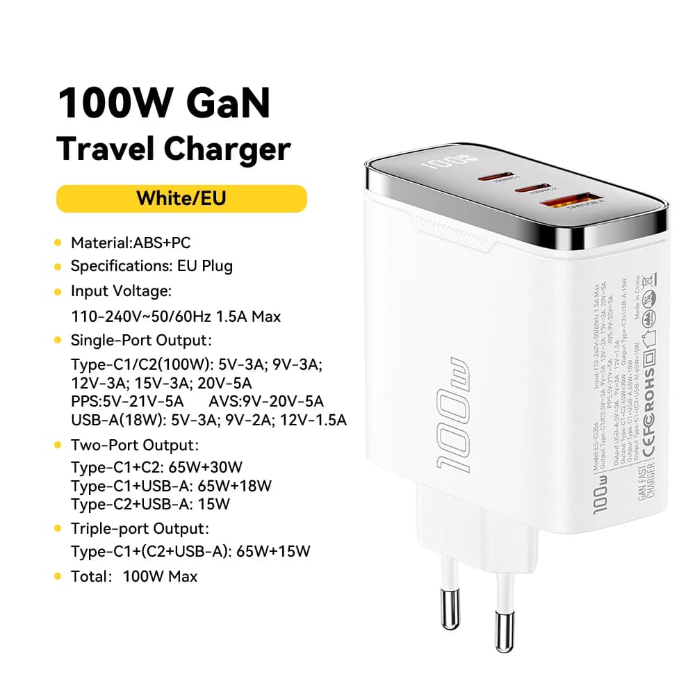 디스플레이 내장 100W GaN USB-C 충전기